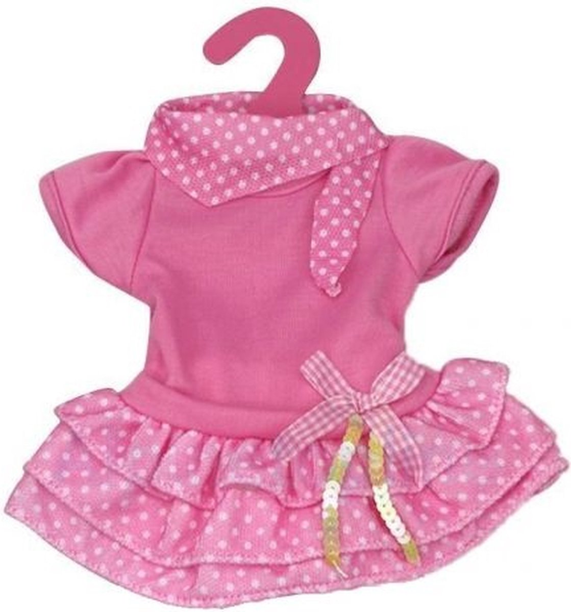 ApolloX babypoppenjurk drielaags 46 cm roze